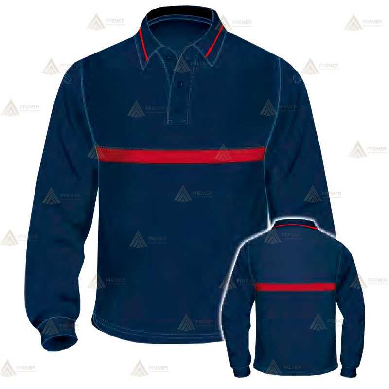 Polo de manga larga personalizable para parque de bomberos