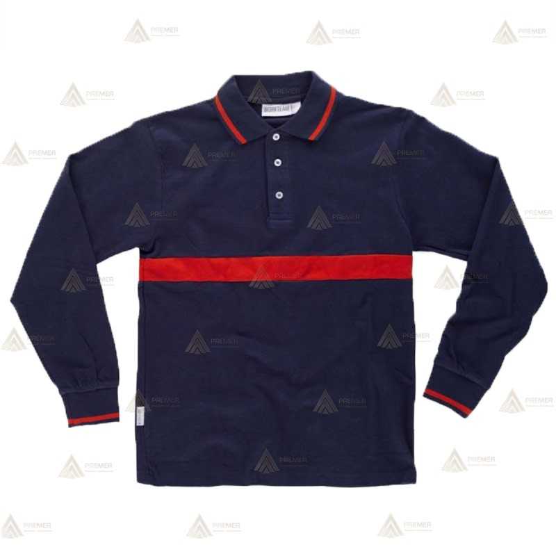 Polo de manga larga de algodón para parque de bomberos
