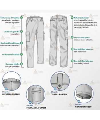 Pantalón verano personalizable de hombre para policía. protección civil y parque de bomberos