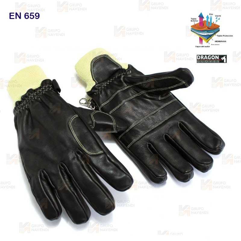 Guante de bombero con membrana impermeable y transpirable