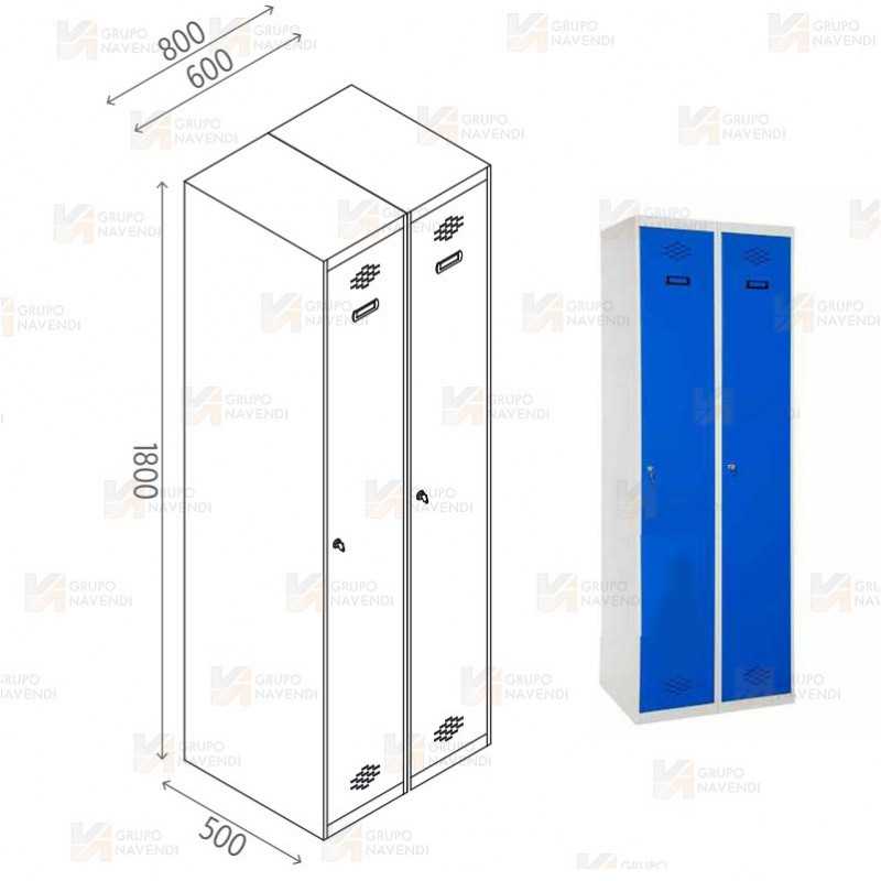 Taquilla metálica de dos módulos con una puerta
