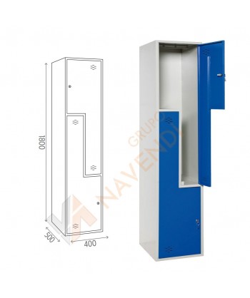 Taquilla metálica de dos puertas en L