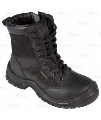 Bota táctica económica de color negro con cremallera lateral
