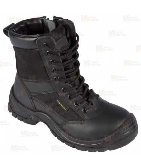 Bota táctica económica de color negro con cremallera lateral