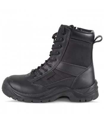 Bota táctica económica de color negro con cremallera lateral