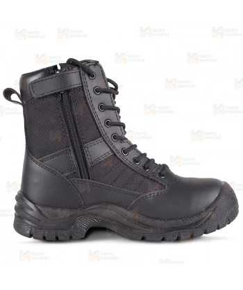 Bota táctica económica de color negro con cremallera lateral