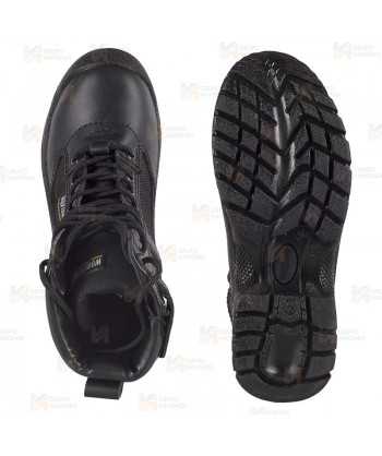 Bota táctica económica de color negro con cremallera lateral