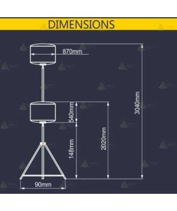Globo led a 220 V y 400W con mástil telescópico (54.000 Lúmenes)