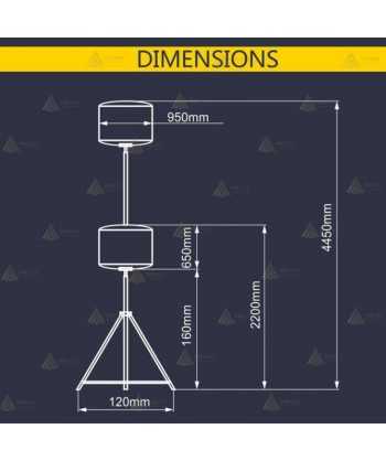 Globo led a 220 V y 100W con mástil telescópico (130.000 Lúmenes)