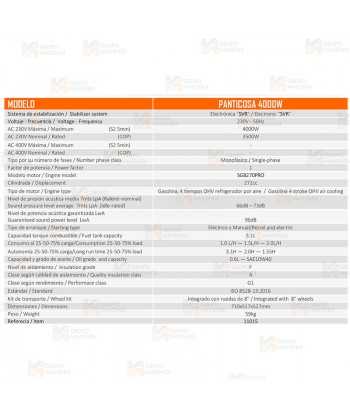 Generador eléctrico SVR profesional a gasolina 4T (230V / 4.000W)