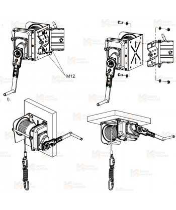 Torno de cable de acero de 25, 35, 45 y 50 m y Ø 6,3 mm para trípode TM7