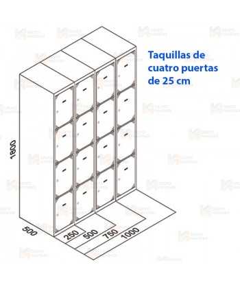 Taquilla metálica de cuatro puertas (Un módulo)