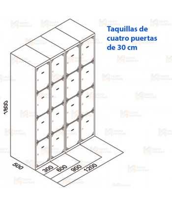 Taquilla metálica de cuatro puertas (Un módulo)