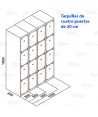 Taquilla metálica de cuatro puertas (Dos módulos)