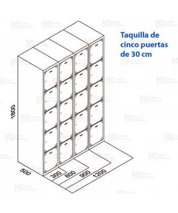 Taquilla metálica de cinco puertas (Un módulo)