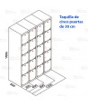 Taquilla metálica de cinco puertas (Un módulo)