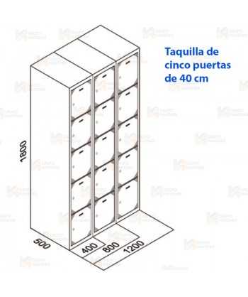 Taquilla metálica de cinco puertas (Un módulo)