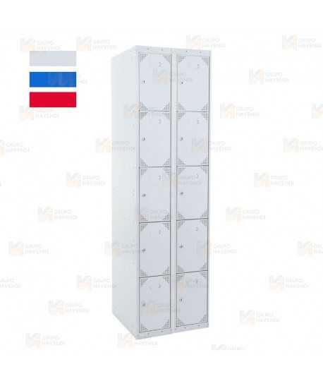 Taquilla metálica de diez puertas (Dos módulos)