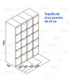 Taquilla de cuatro módulos con 20 puertas con cerradura