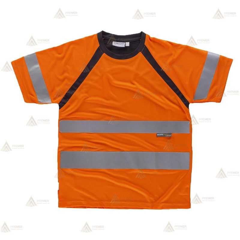 Camiseta técnica bicolor naranja flúor para Protección Civil