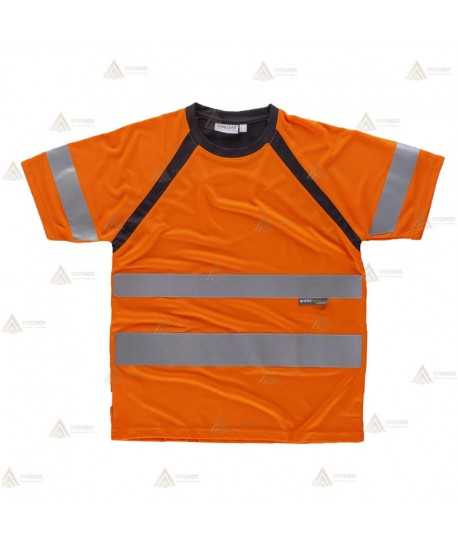 Camiseta técnica bicolor naranja flúor para Protección Civil