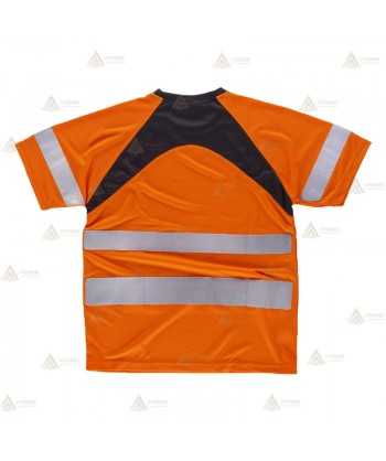 Camiseta técnica bicolor naranja flúor para Protección Civil