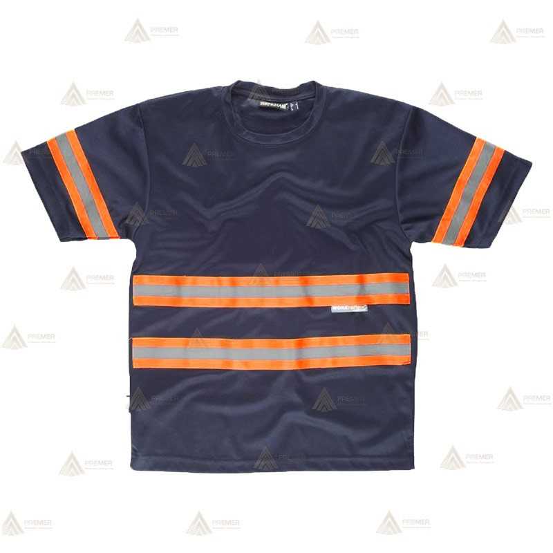 Camiseta transpirable manga corta con cintas reflectantes bicolor para Protección Civil