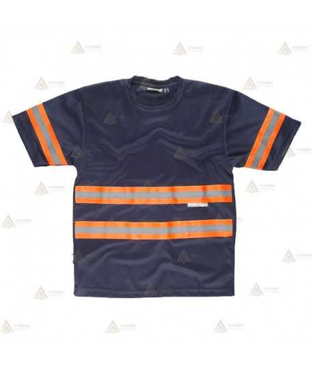 Camiseta transpirable manga corta con cintas reflectantes bicolor para Protección Civil