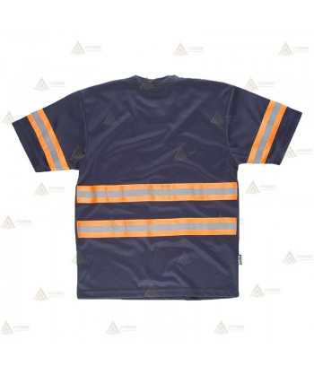 Camiseta transpirable manga corta con cintas reflectantes bicolor para Protección Civil