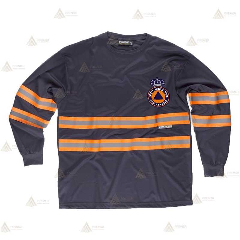 Camiseta transpirable manga larga con cintas reflectantes bicolor