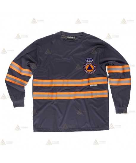 Camiseta transpirable manga larga con cintas reflectantes bicolor