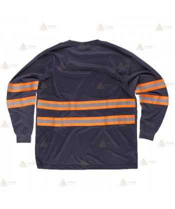 Camiseta transpirable manga larga con cintas reflectantes bicolor