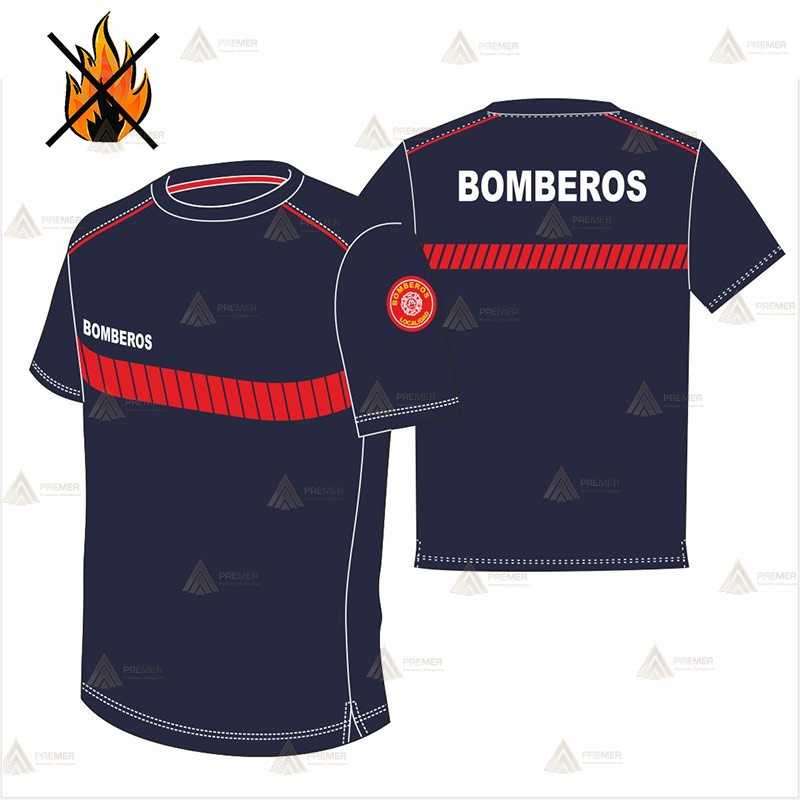 Camiseta ignífuga de manga corta para parque de bomberos