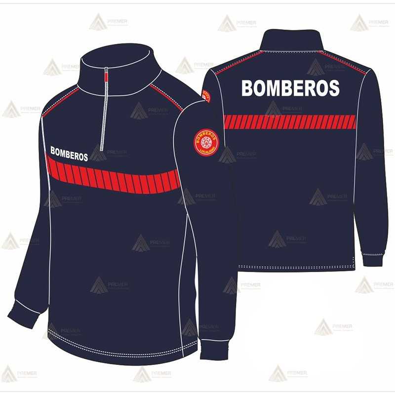 Camiseta de algodón con media cremallera para parque de bomberos