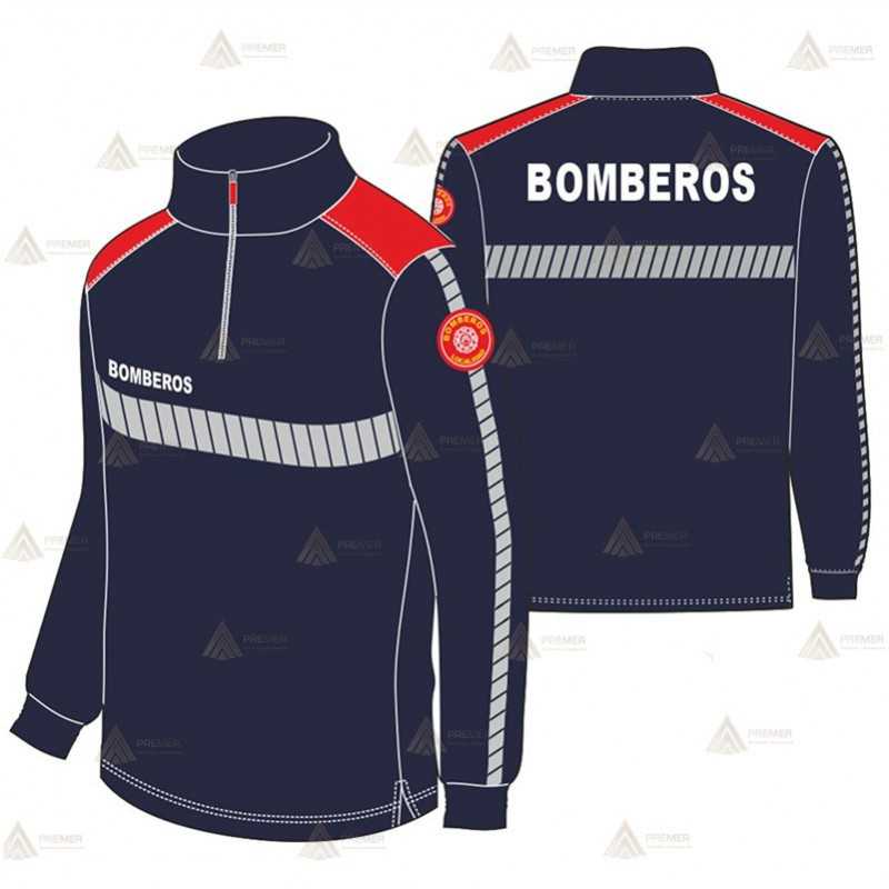 Camiseta de algodón con media cremallera para parque de bomberos
