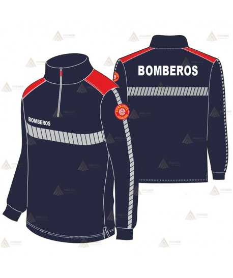 Camiseta de algodón con media cremallera para parque de bomberos