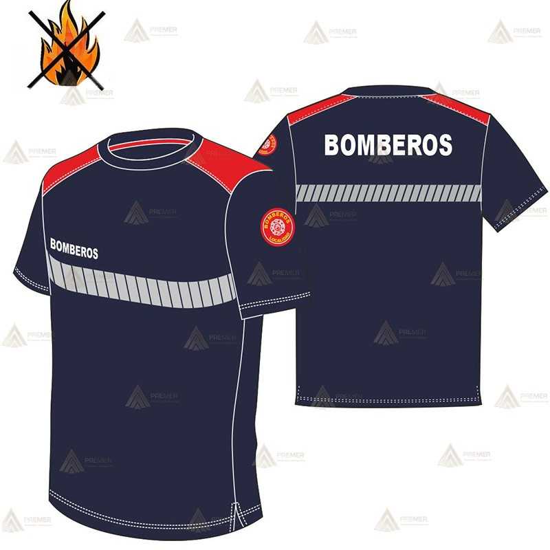 Camiseta ignífuga de manga corta para parque de bomberos