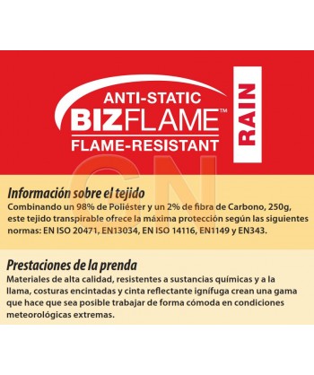 Buzo ignífugo e impermeable de alta visibilidad acolchado para Protección Civil