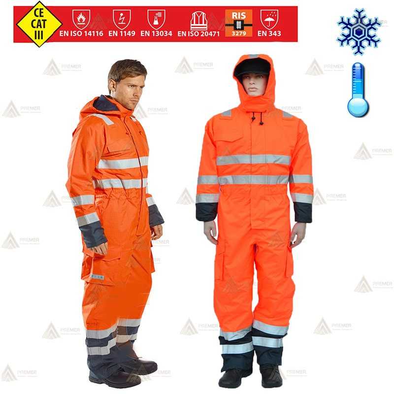 Buzo ignífugo e impermeable de alta visibilidad acolchado para Protección Civil