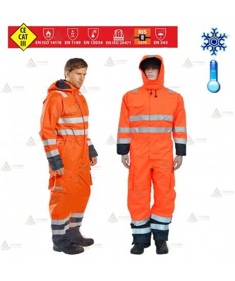 Buzo ignífugo e impermeable de alta visibilidad acolchado para Protección Civil