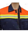 Buzo ignífugo bicolor muy grueso color marino/naranja flúor