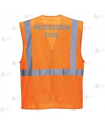 Chaleco multibolsillos de rejilla de alta visibilidad para Protección Civil