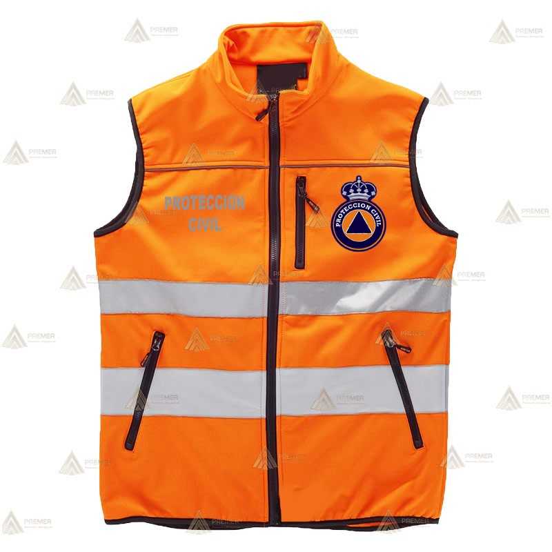 Chaleco softshell con tejido Ripstop de alta visibilidad para Protección Civil