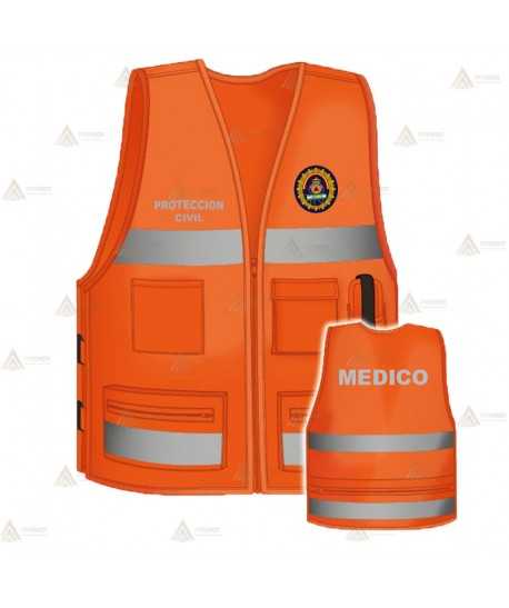 Chaleco paramédico alta visibilidad con forro para Protección Civil