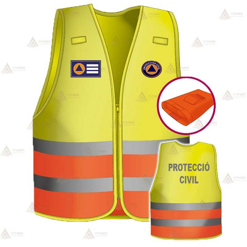 Chaleco alta visibilidad BICOLOR con forro para Protección Civil