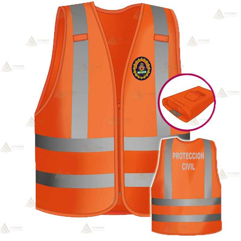 Chaleco alta visibilidad monocolor con forro para Protección Civil