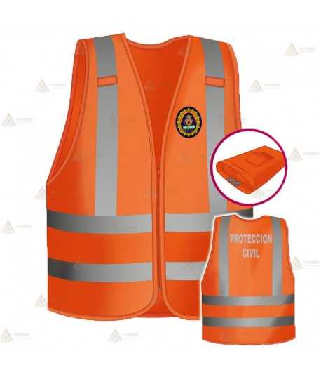 Chaleco alta visibilidad monocolor con forro para Protección Civil