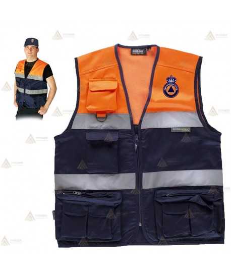 Chaleco bicolor tipo reportero para Protección Civil