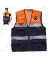 Chaleco bicolor tipo reportero para Protección Civil