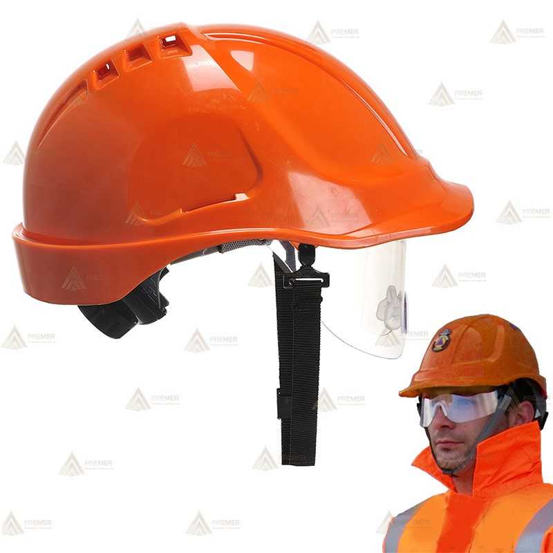 Casco de seguridad ventilado con gafas integradas